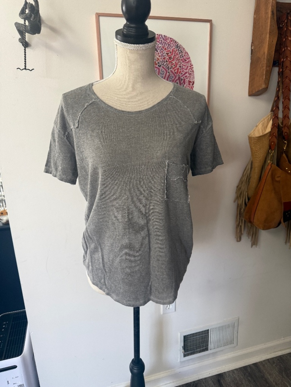 ZADIG & VOLTAIRE Gray Linen S Top